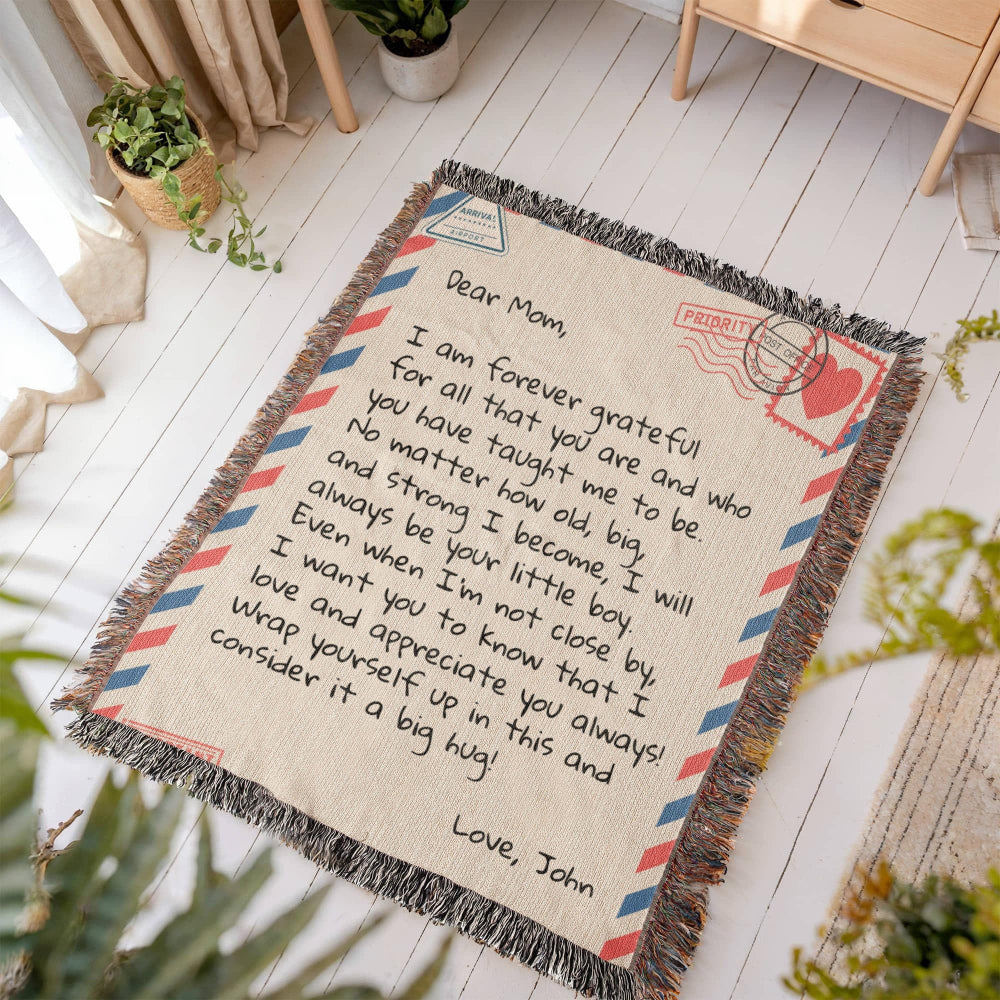 Blanket Dear Mom - From Son - Personalized Woven Blanket - SS361