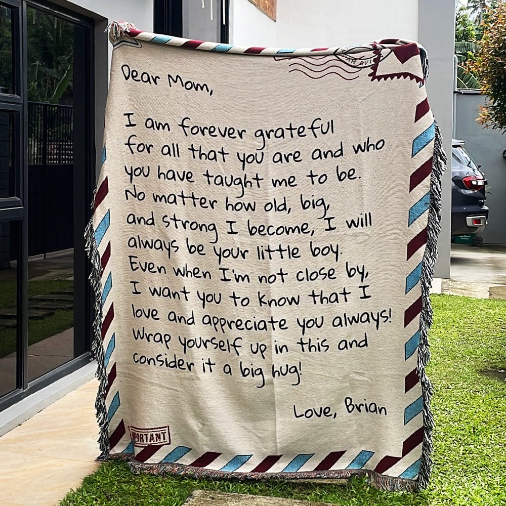 Blanket Dear Mom - From Son - Personalized Woven Blanket - SS361
