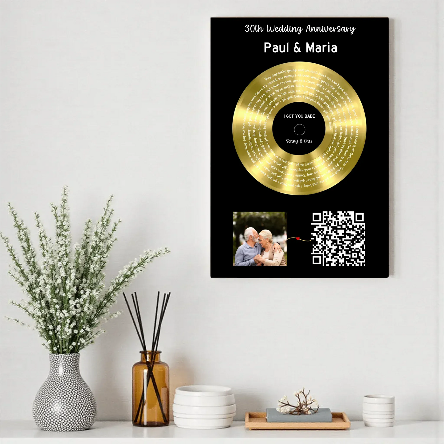 Customizer Our Soundtrack - Gold-Finish Frame Custom Vinyl Record Canvas - PF