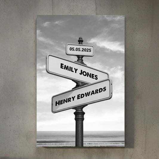 Customizer Personalized Vintage Street Sign for Couples Premium Canvas | Perfect Couple Gift