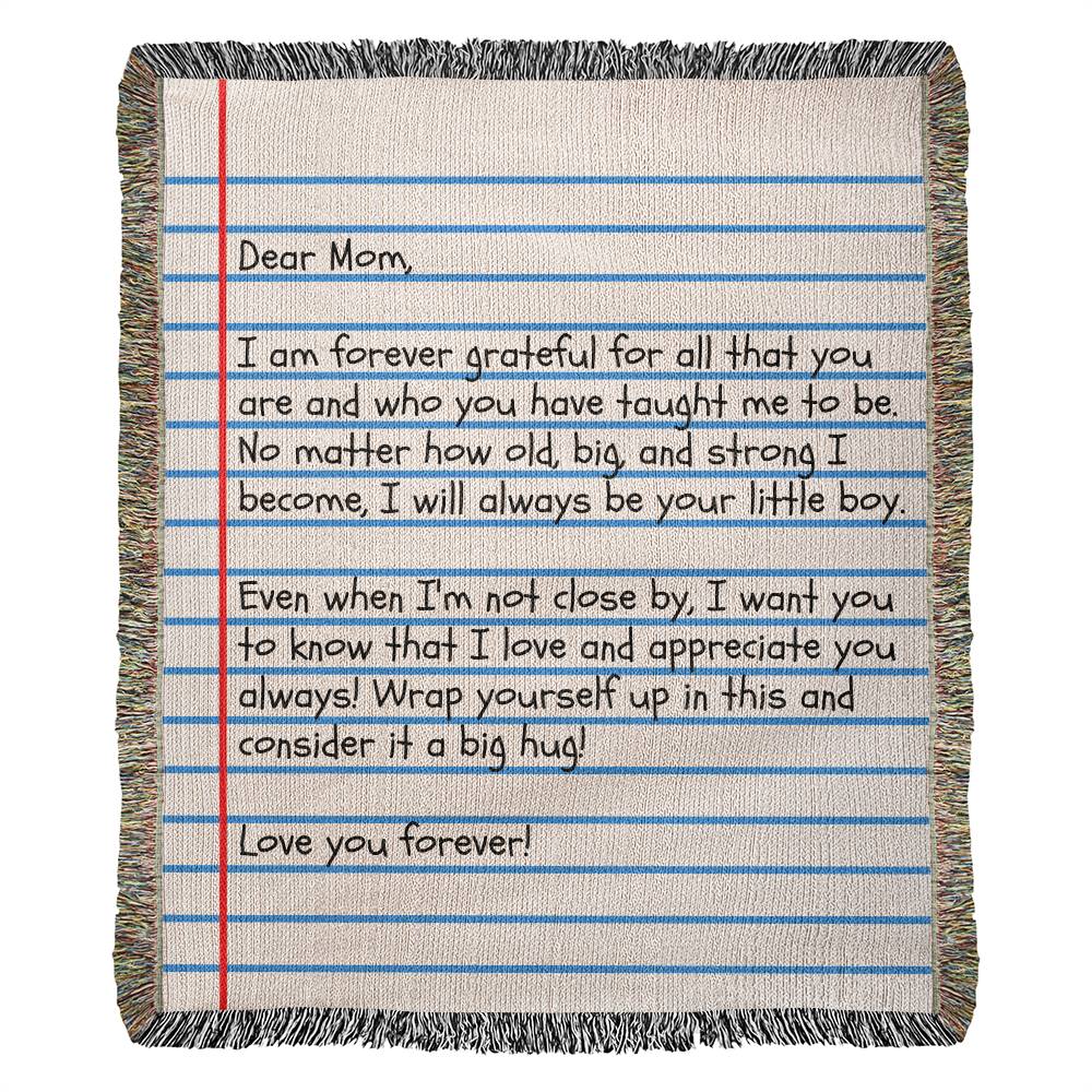 Jewelry Dear Mom - From Son - Premium Woven Blanket - Giant Love Letter - WB03