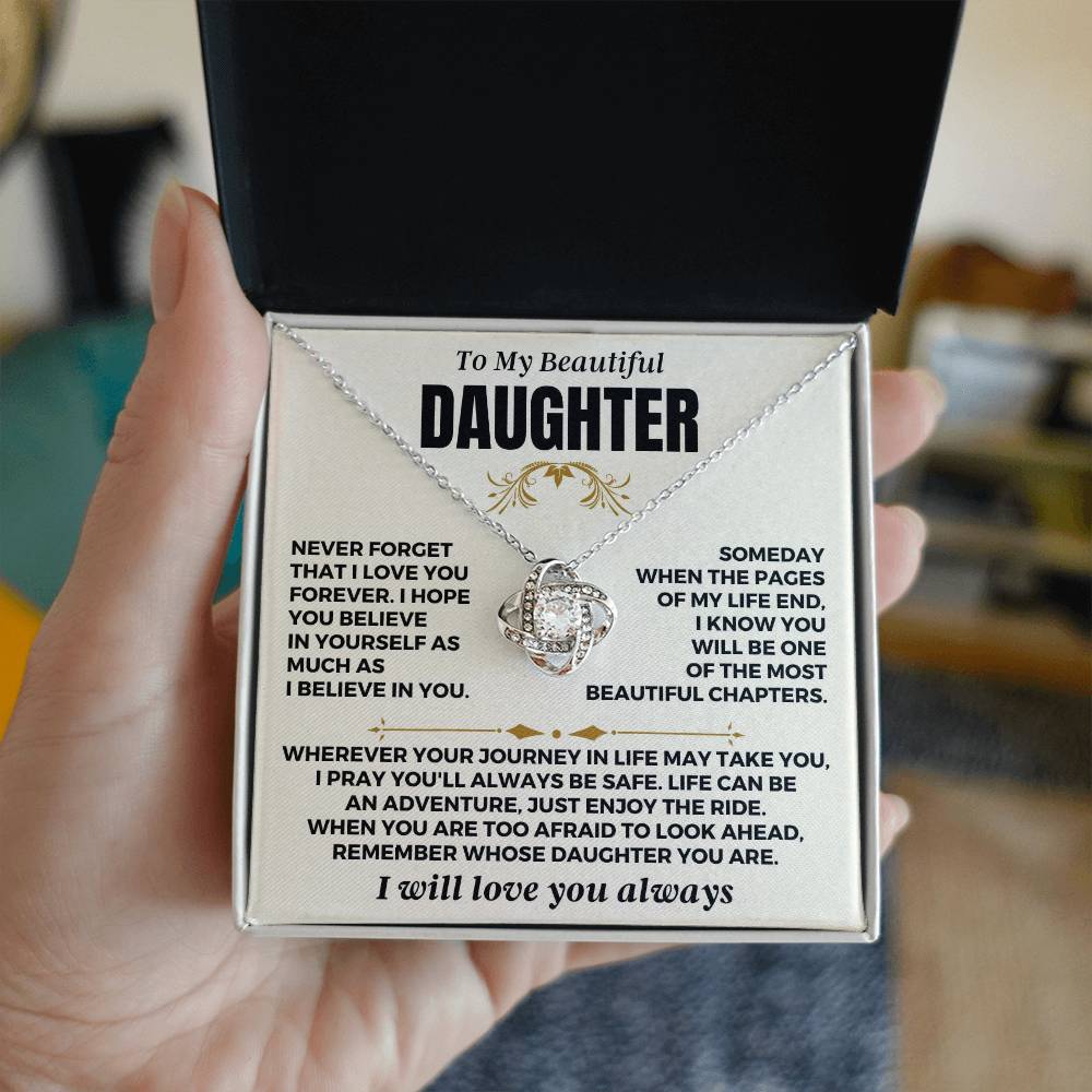 Jewelry To My Beautiful Daughter "I Will Love You Always" Love Knot Gift Set - SS550