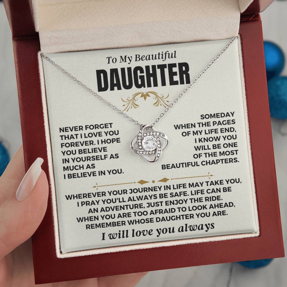 Jewelry To My Beautiful Daughter "I Will Love You Always" Love Knot Gift Set - SS550