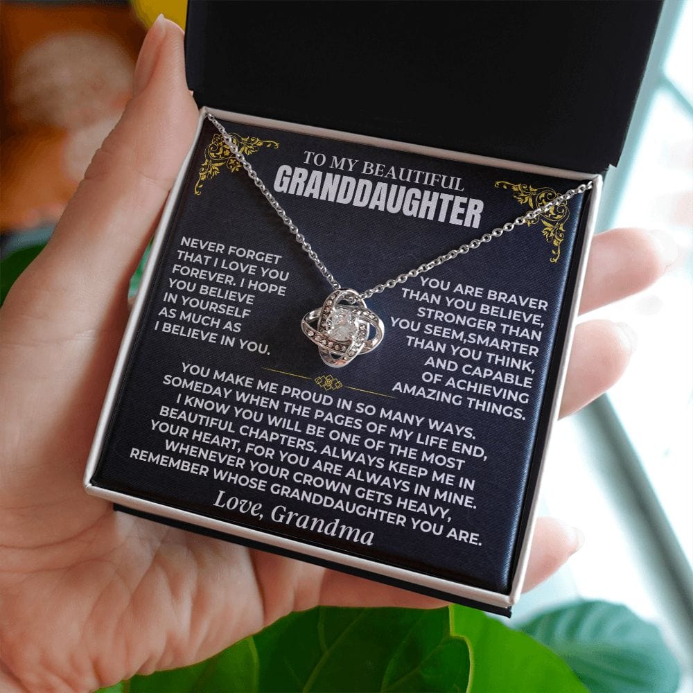 Jewelry To My Beautiful Granddaughter - Personalized Love Knot Gift Set - SS497