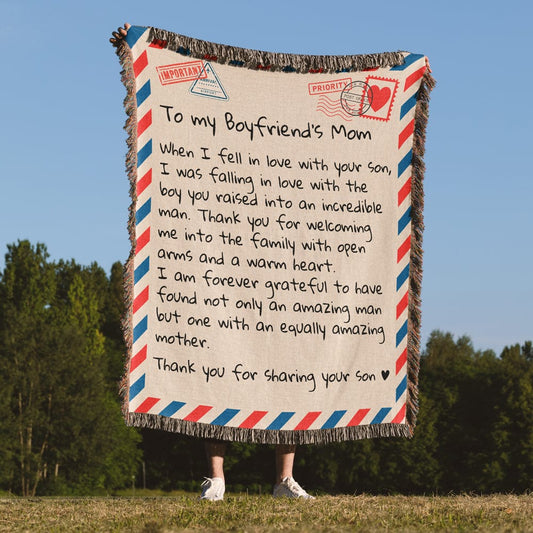 Jewelry To My Boyfriend's Mom - 100% Cotton Woven Blanket - Giant Love Letter - WB05