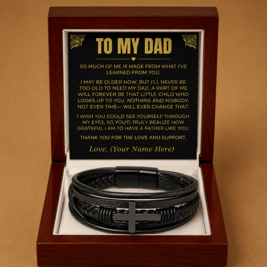 Jewelry To My Dad - I Love & Appreciate You - Cross Braided Bracelet - Gift Set - SS618