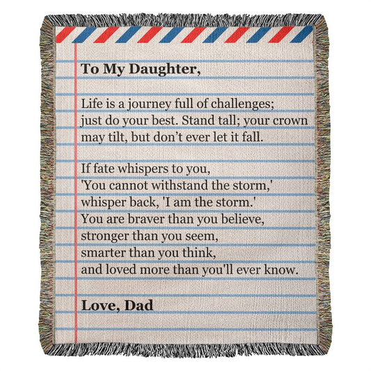 Jewelry To My Daughter - Love Dad - Giant Love Note - Premium Woven Blanket - WB04