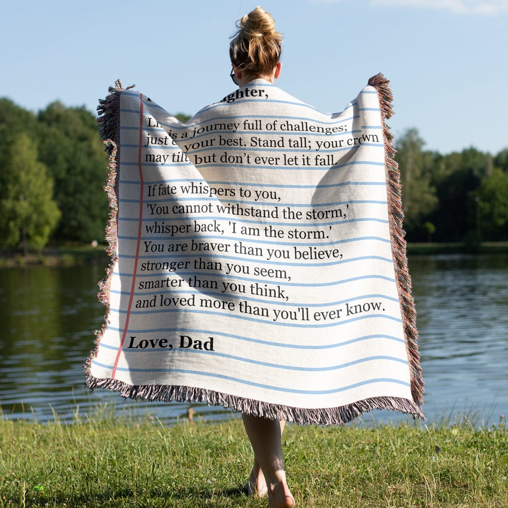 Jewelry To My Daughter - Love Dad - Giant Love Note - Premium Woven Blanket - WB04