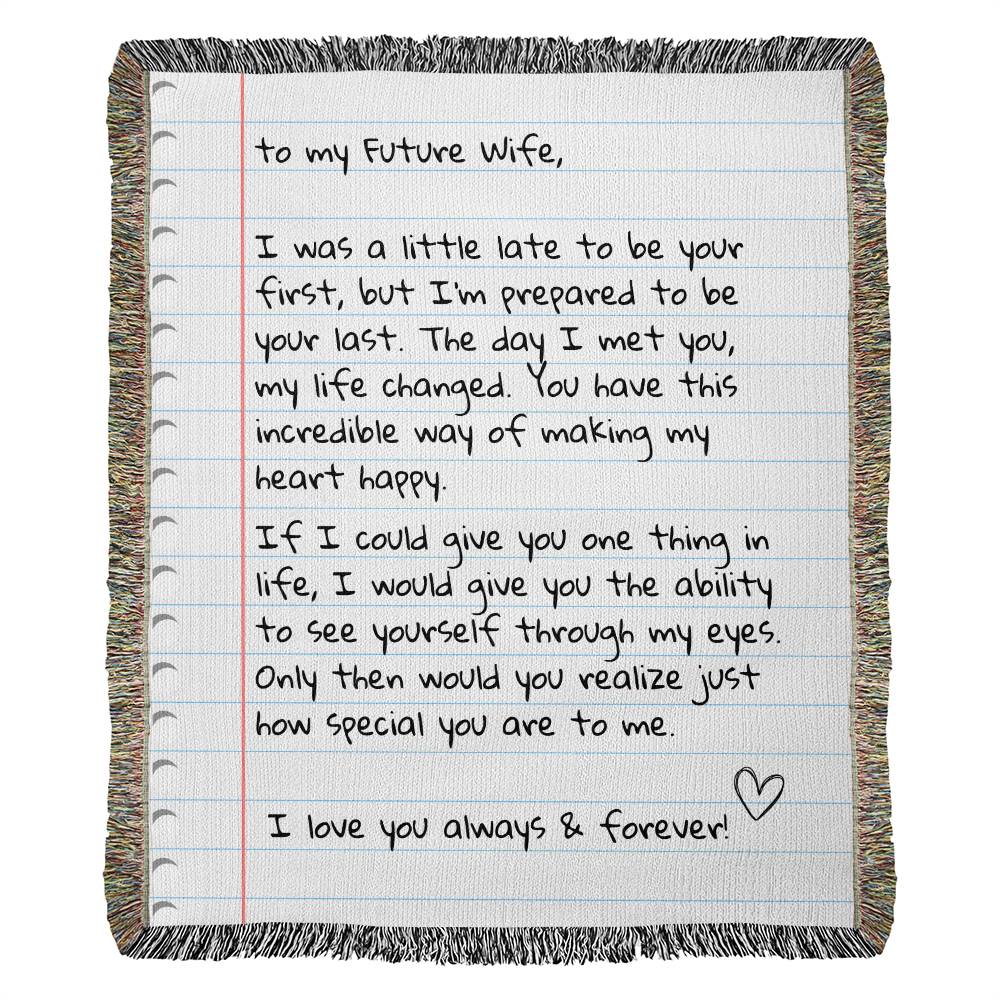 Jewelry To My Future Wife - Woven Giant Love Letter Blanket (100% Cotton Yarn) SS503B