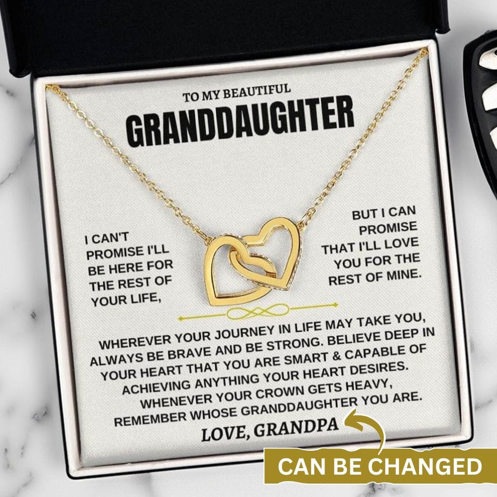 Collana "To My Granddaughter" Con Ciondolo Doppio Cuore In Acciaio Chirurgico E Zirconie, Regalo Con Messaggio - Foto 6