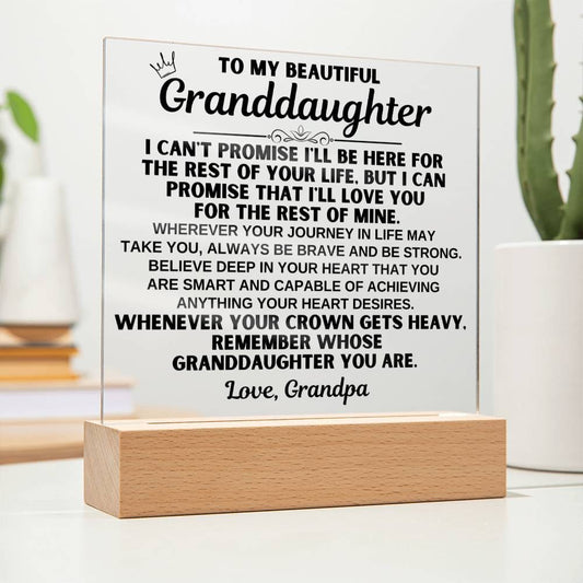 Jewelry To My Granddaughter - Love Grandpa - LED-Lit Acrylic Plaque - AC26