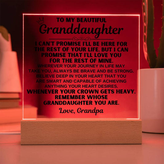 Jewelry To My Granddaughter - Love Grandpa - LED-Lit Acrylic Plaque - AC26