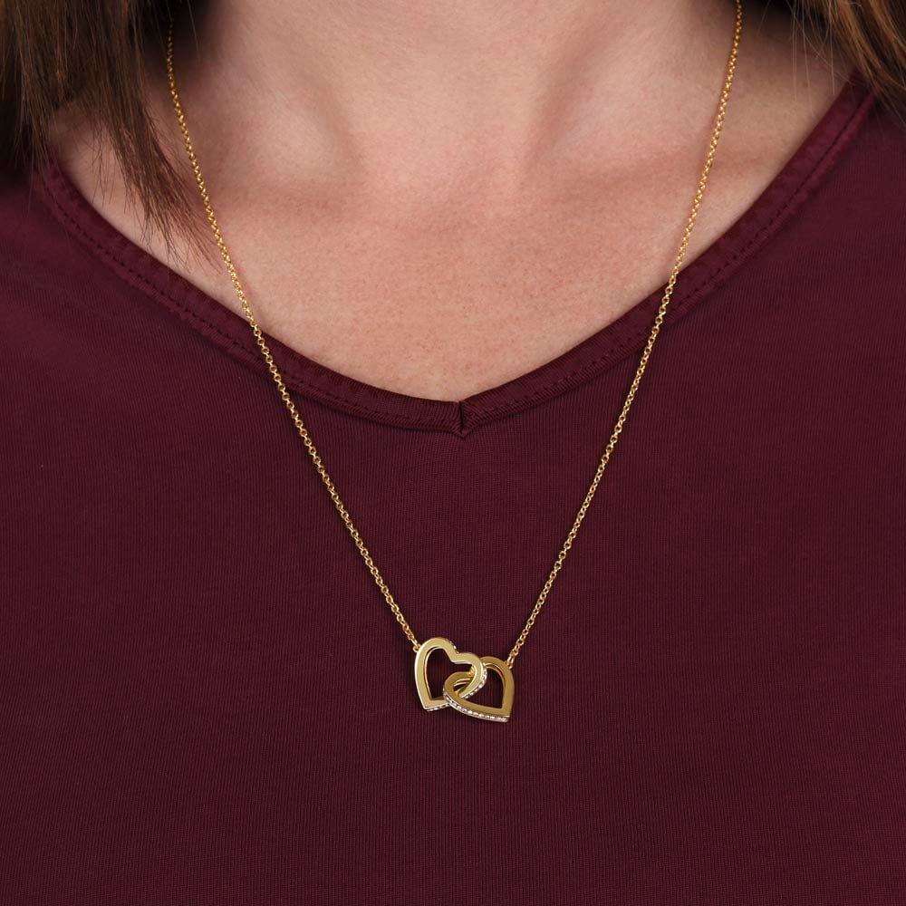 Jewelry To My Granddaughter - Personalized 18k Yellow Gold Interlocked Hearts Gift Set - SS117
