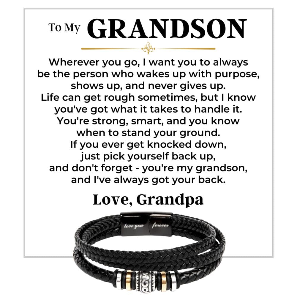 Jewelry To My Grandson | Braided Leather Bracelet Gift Set - SS611