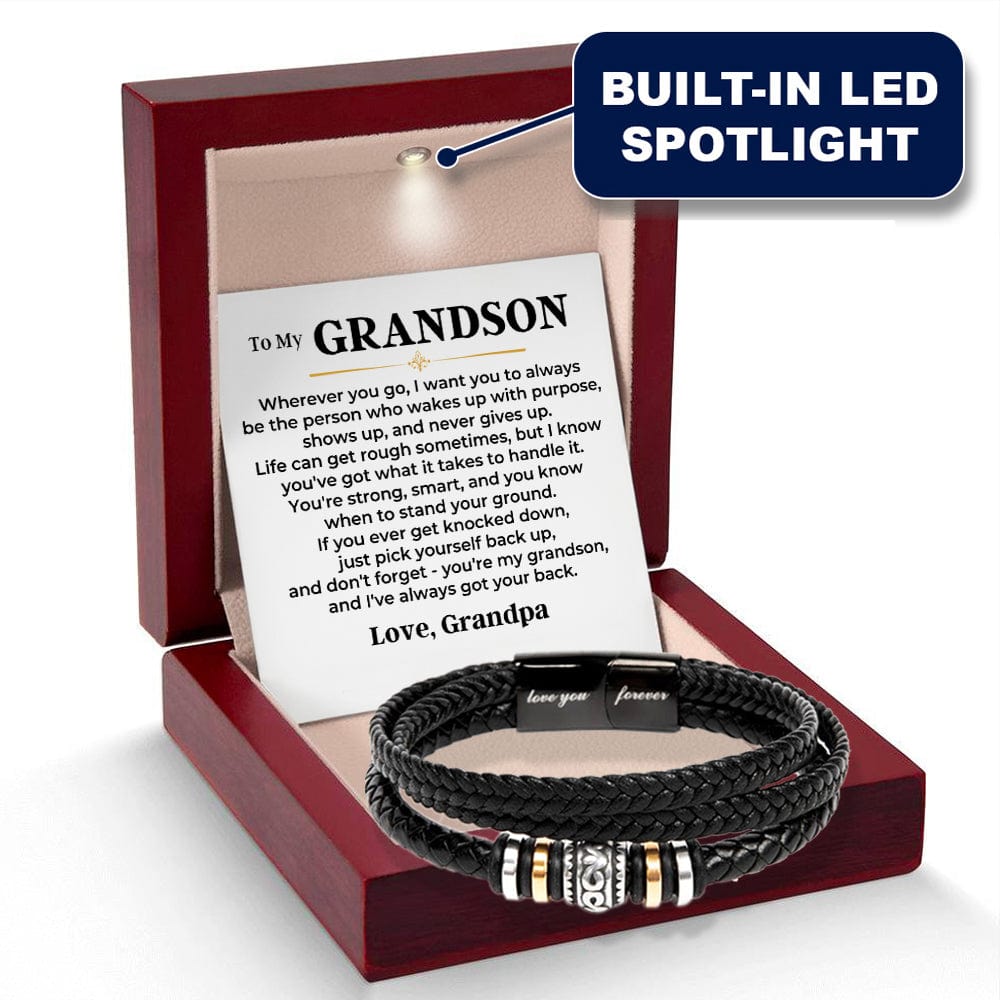 Jewelry To My Grandson | Braided Leather Bracelet Gift Set - SS611
