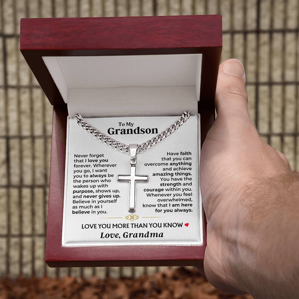 Jewelry To My Grandson - Love You More Than You Know - Artisan Cross Gift Set - SS604GS