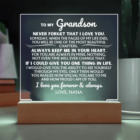 Jewelry To My Grandson - Personalized Sign-Off - Acrylic LED Lamp ❤️ - AC44GSV2