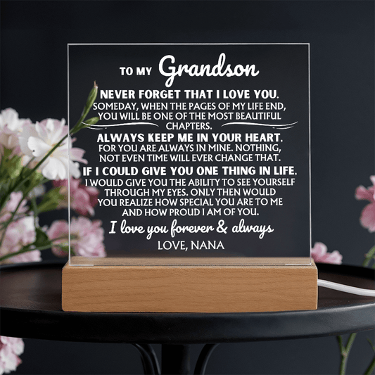 Jewelry To My Grandson - Personalized Sign-Off - Acrylic LED Lamp ❤️ - AC44GSV2