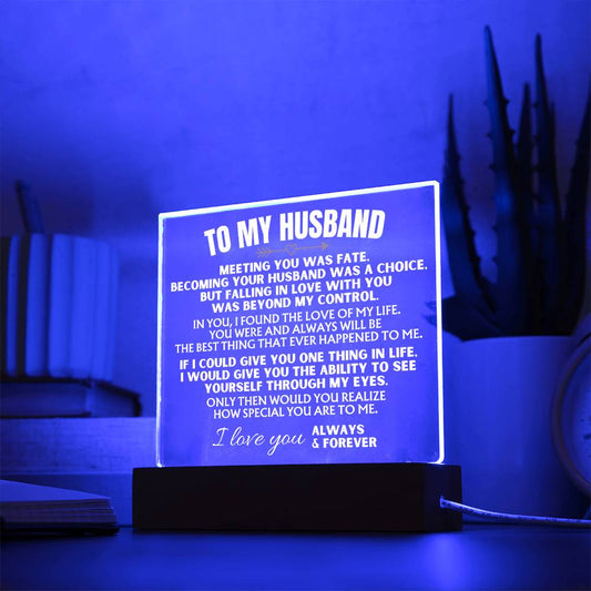 Jewelry To My Husband - Acrylic Plaque with LED-Lit Wood Base - AC39