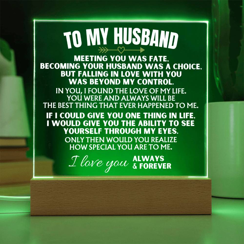 Jewelry To My Husband - Acrylic Plaque with LED-Lit Wood Base - AC39
