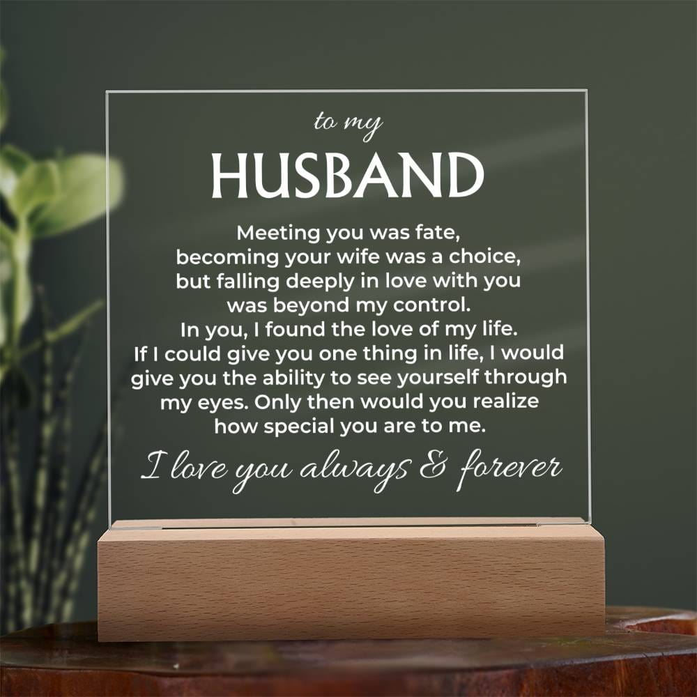 Jewelry To My Husband "I Love You Always & Forever" Acrylic Plaque with LED-Lit Wood Base - AC37
