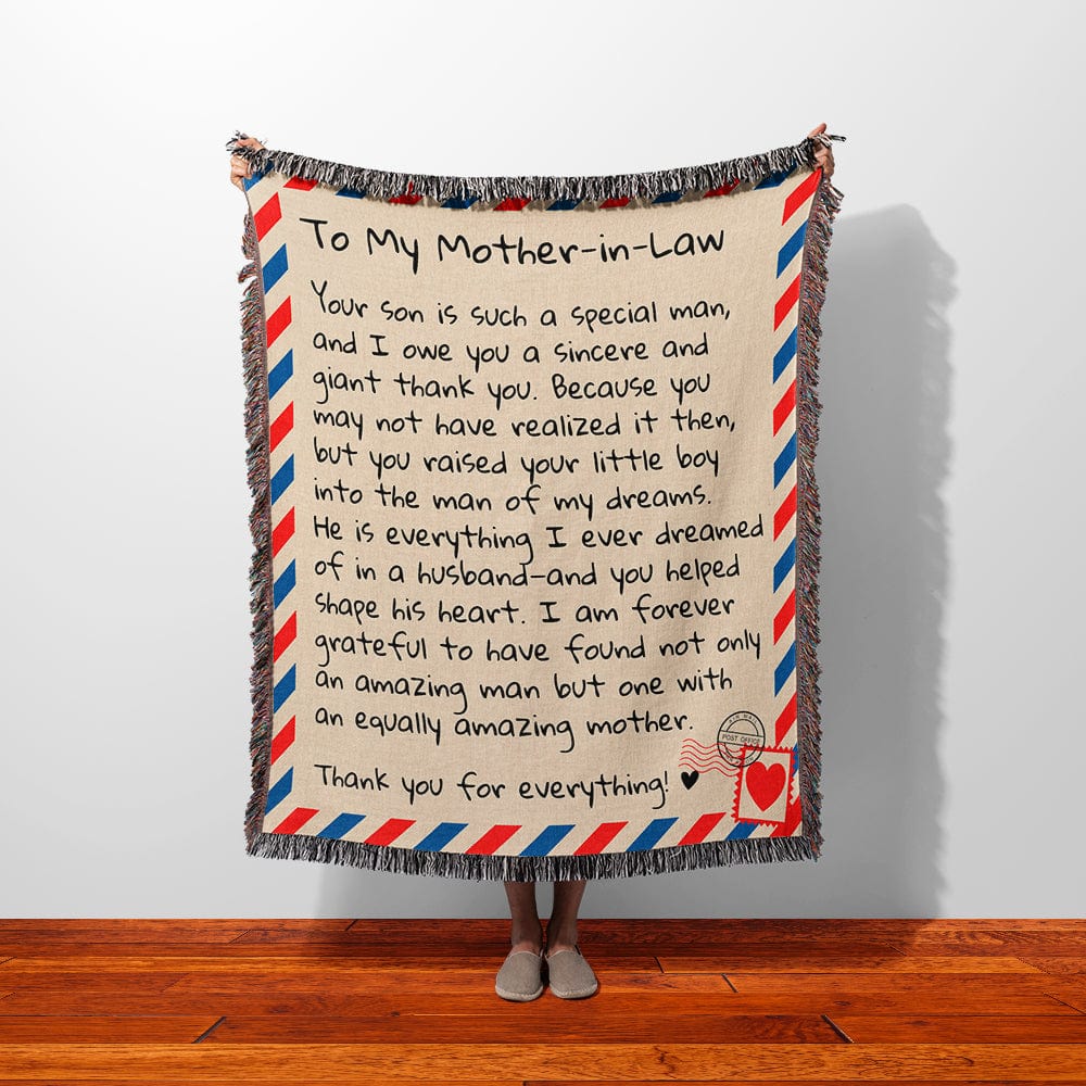 Jewelry To My Mother-in-Law | 100% Cotton Woven Blanket | Giant Love Letter - WB07