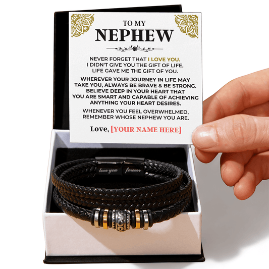 Jewelry To My Nephew | Braided Leather Bracelet Gift Set - SS615