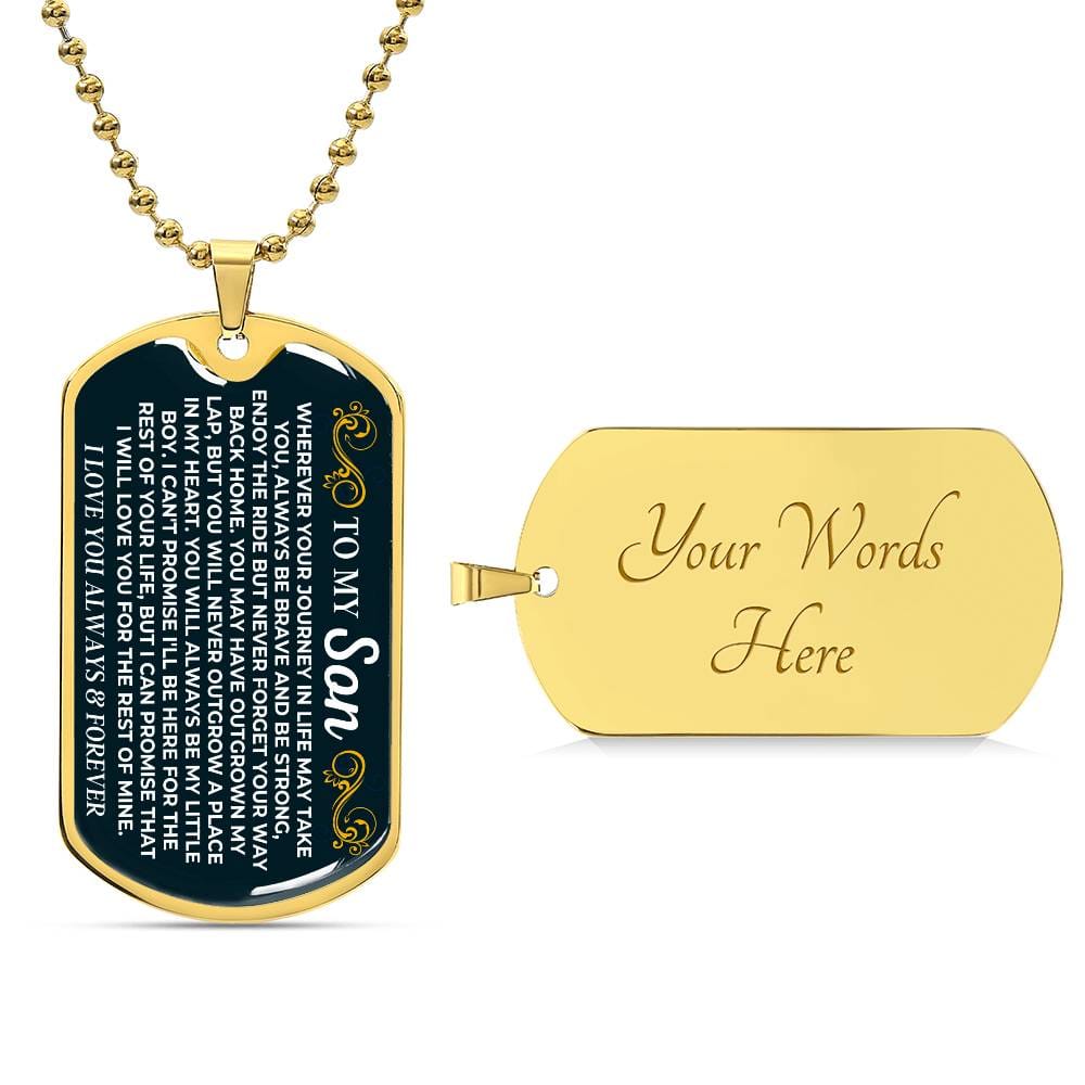 Jewelry To My Son - 18k Gold Finish Love Tag - SS599