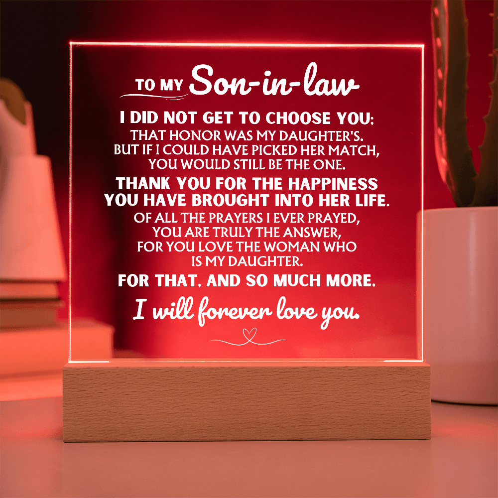 Jewelry To My Son-in-Law "Thank you for loving my daughter" Acrylic Night Lamp ❤️ AC52