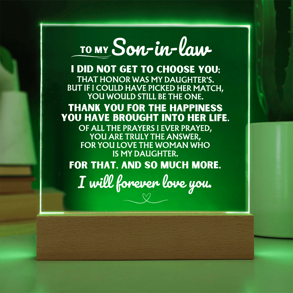 Jewelry To My Son-in-Law "Thank you for loving my daughter" Acrylic Night Lamp ❤️ AC52
