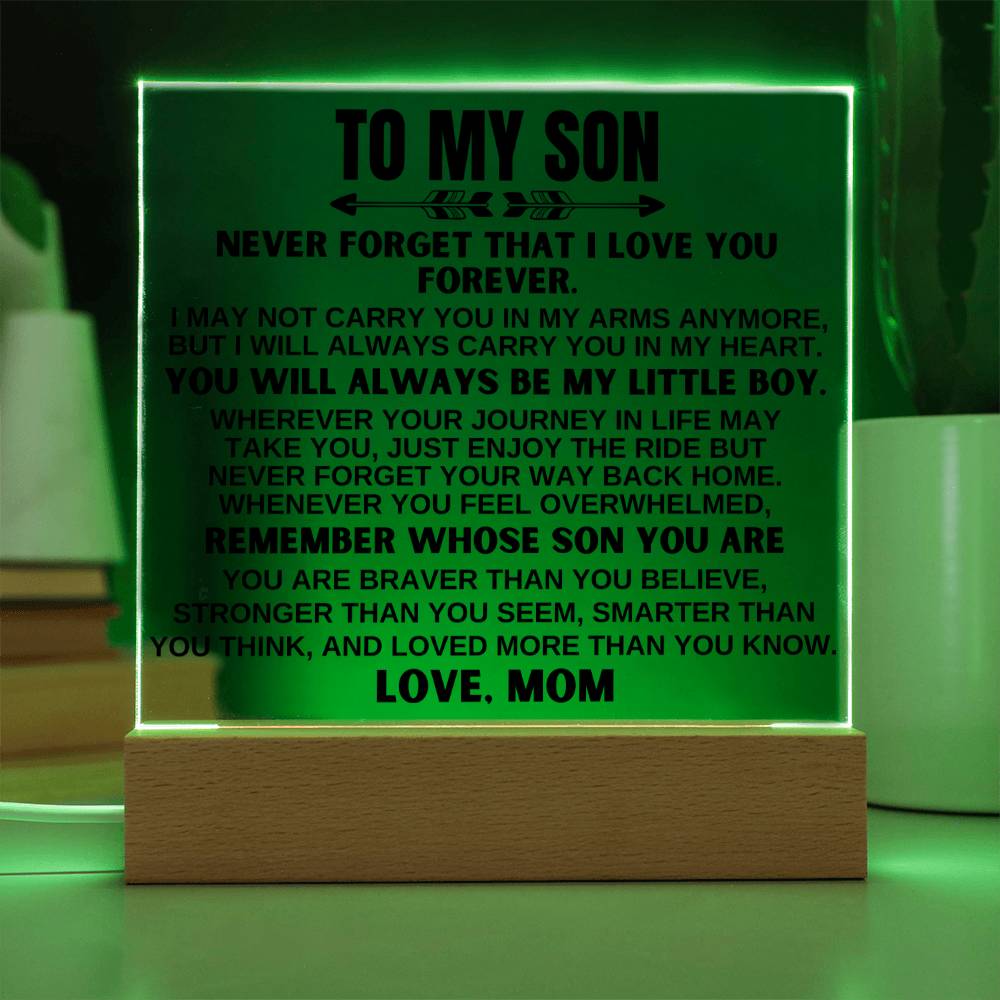 Jewelry To My Son - Love Mom - LED-Lit Acrylic Plaque - AC24