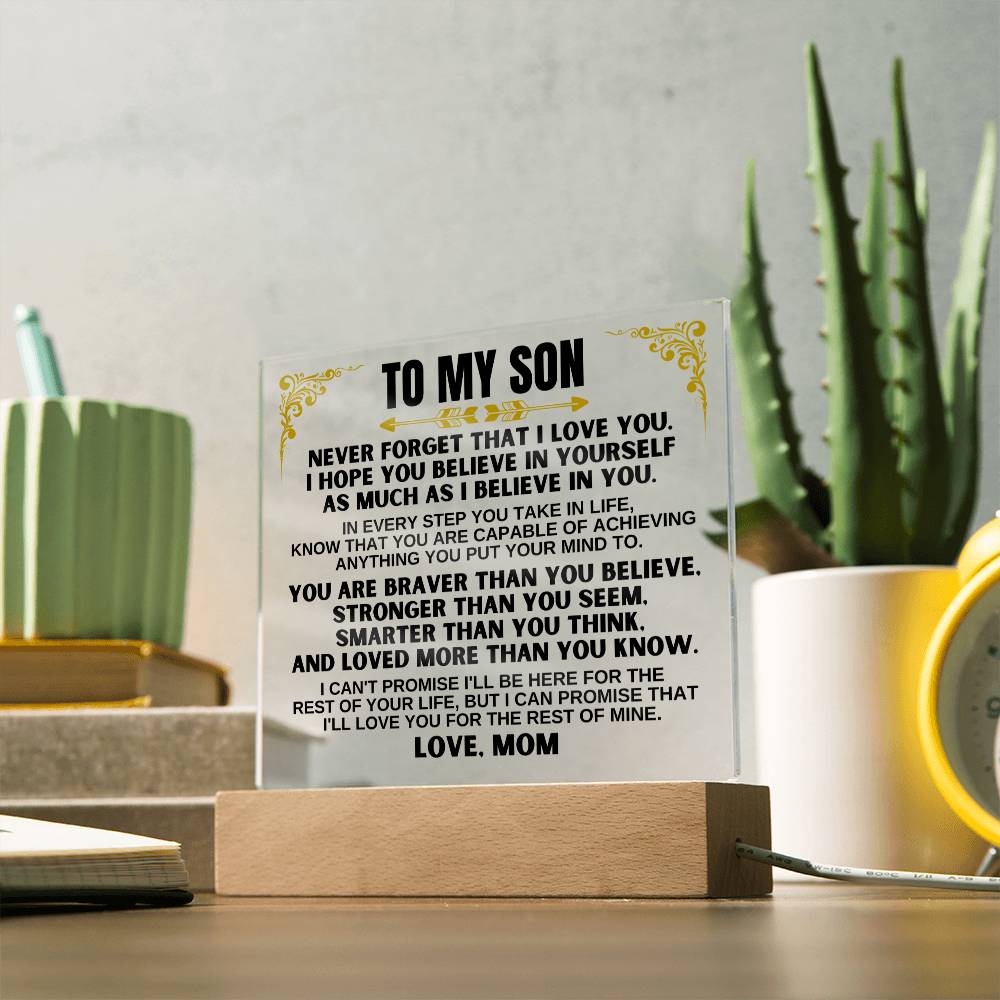 Jewelry To My Son - Love Mom - LED-Lit Acrylic Plaque - AC27