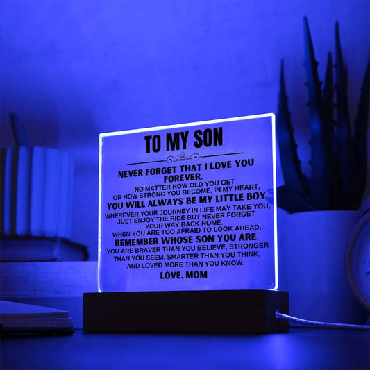 Jewelry To My Son "You'll Always Be My Little Boy" Acrylic Plaque with LED Light - AC19