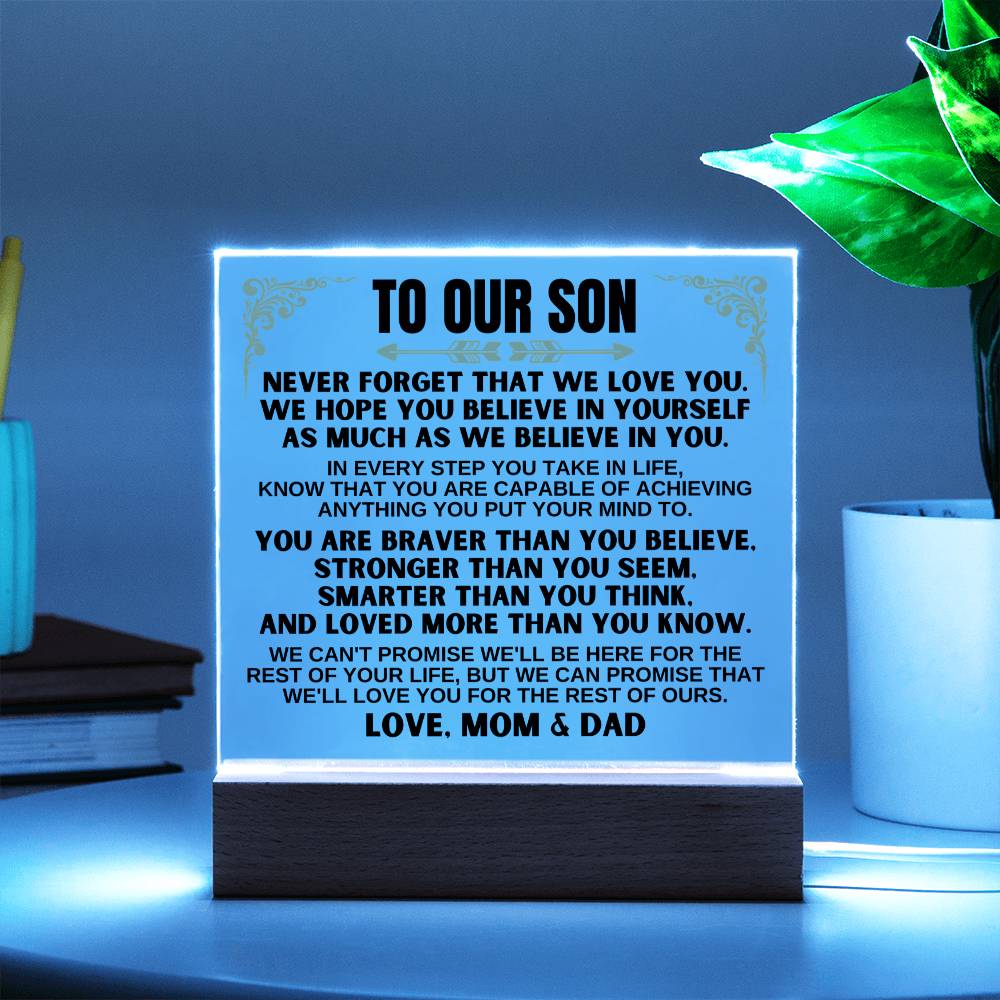 Jewelry To Our Son - Love Mom & Dad - LED-Lit Acrylic Plaque - AC27MD