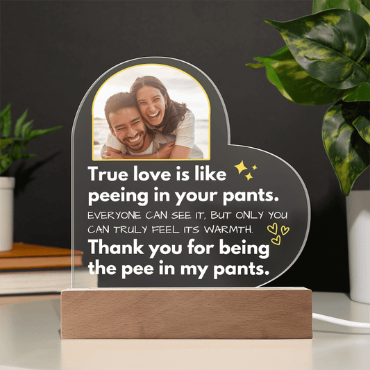 Jewelry True Love Is Like Peeing In Your Pants - Custom Acrylic w/ LED Table Lamp - AC36v3