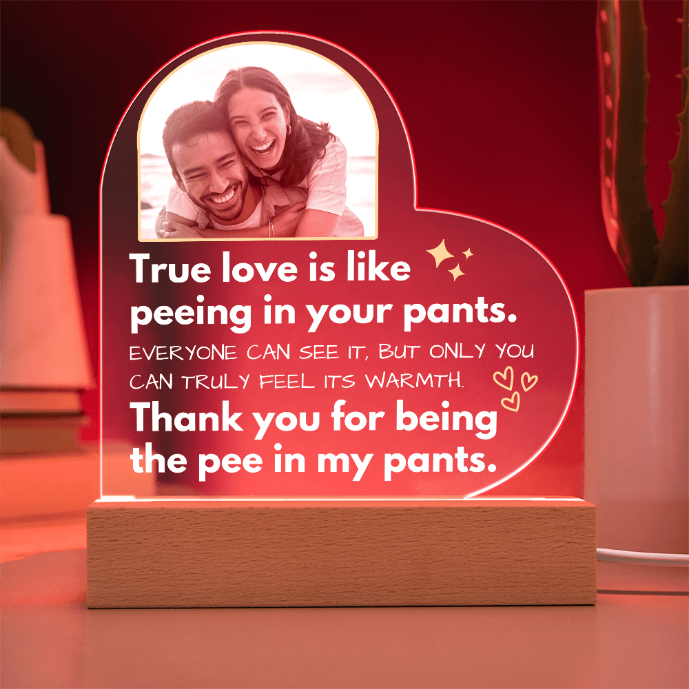 Jewelry True Love Is Like Peeing In Your Pants - Custom Acrylic w/ LED Table Lamp - AC36v3