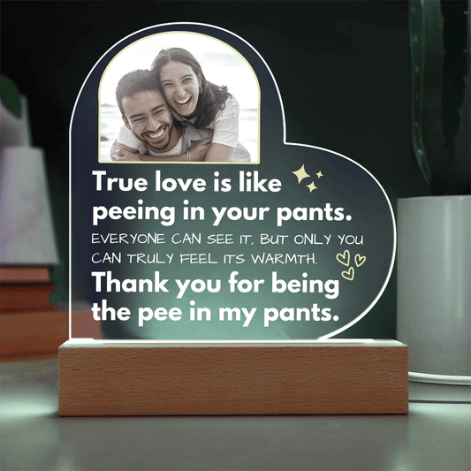 Jewelry True Love Is Like Peeing In Your Pants - Custom Acrylic w/ LED Table Lamp - AC36v3