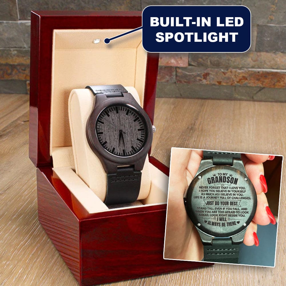 Watches To My Grandson - Premium Engraved Wood Watch - SS480G