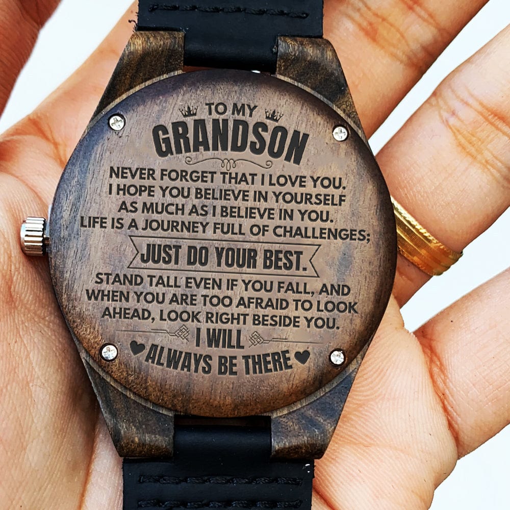 Watches To My Grandson - Premium Engraved Wood Watch - SS480G