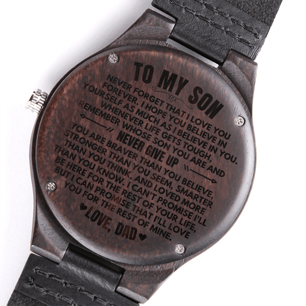 Watches To My Son - Love, Dad - Engraved Wood Watch - SS492D