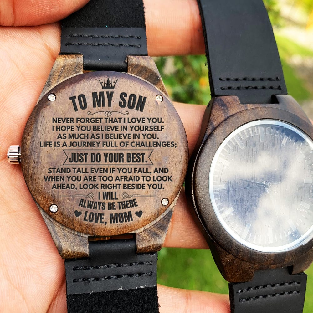 Watches To My Son - Love, Mom - Engraved Wood Watch - SS480