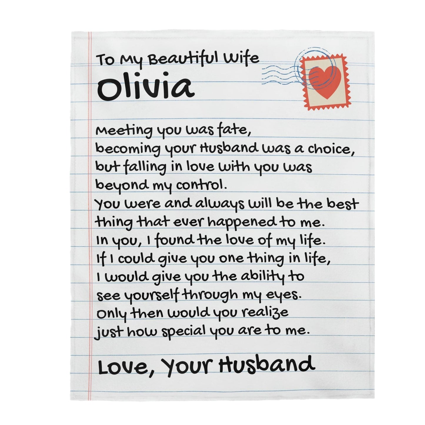 All Over Prints Personalized Giant Love Letter for Wife - Comfy Blanket - SS323