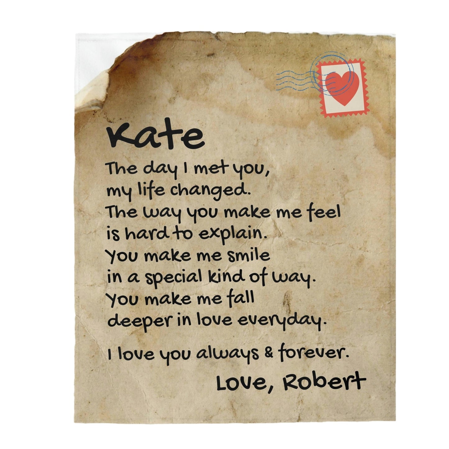 All Over Prints Vintage Style Giant Love Letter - Personalized Blanket - SS345