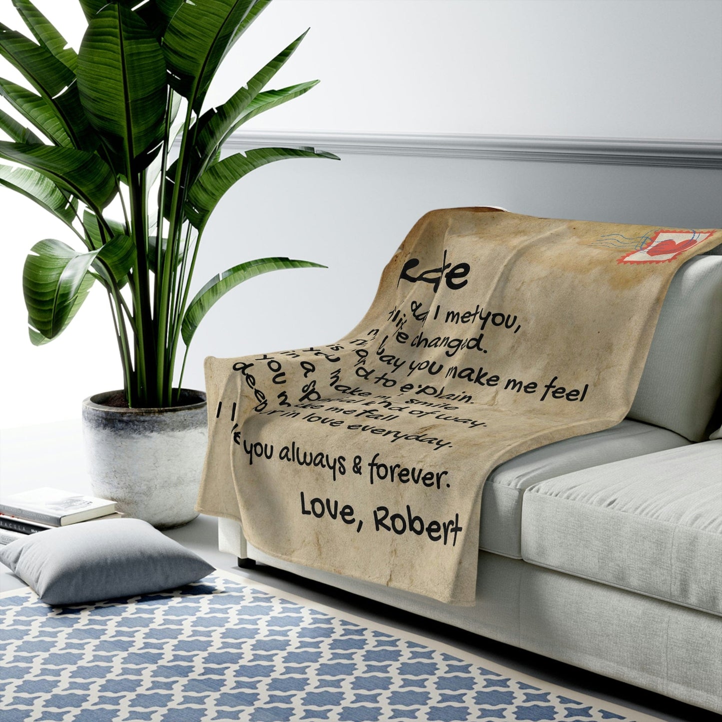 All Over Prints Vintage Style Giant Love Letter - Personalized Blanket - SS345