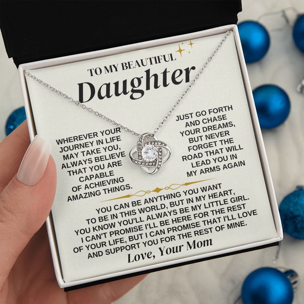 Jewelry To My Beautiful Daughter - Mom - Love Knot Necklace Gift Set - SS325M