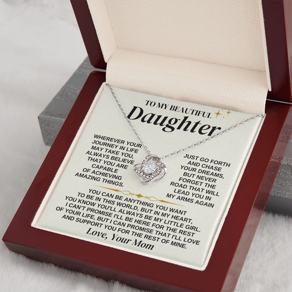 Jewelry To My Beautiful Daughter - Mom - Love Knot Necklace Gift Set - SS325M