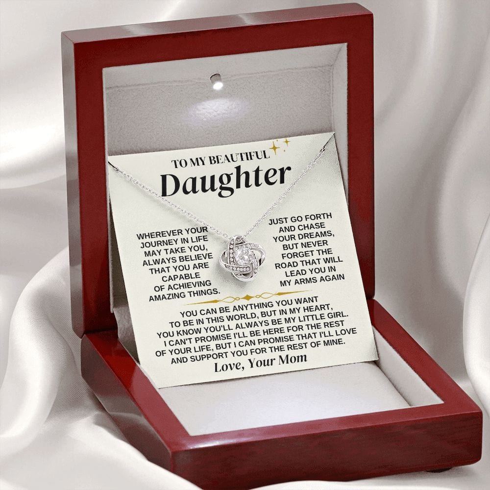 Jewelry To My Beautiful Daughter - Mom - Love Knot Necklace Gift Set - SS325M