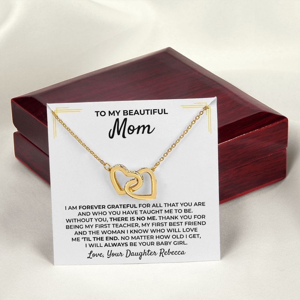 Jewelry To My Beautiful Mom - From Daughter - Interlocked Hearts Gift Set - SS396D