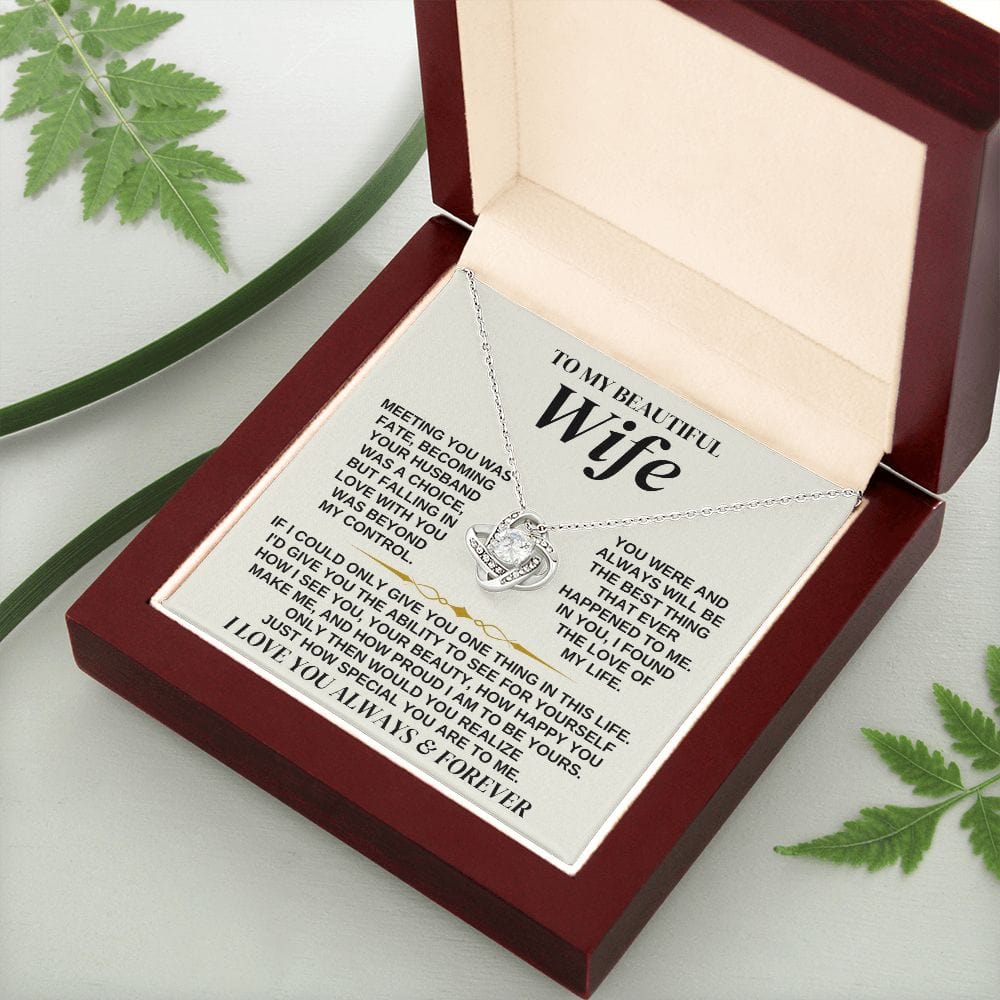 Jewelry To My Beautiful Wife - Love Knot Necklace Gift Set - SS323