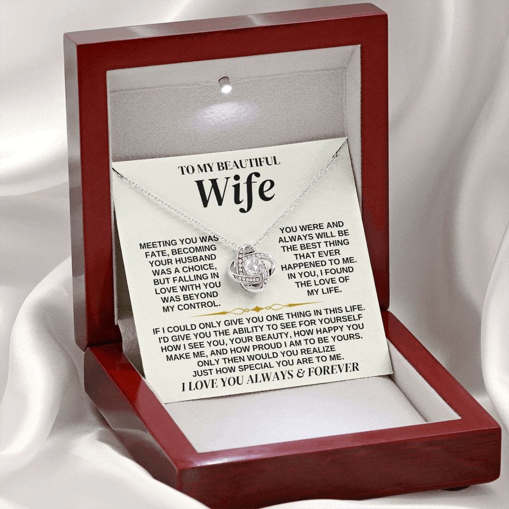 Jewelry To My Beautiful Wife - Love Knot Necklace Gift Set - SS323